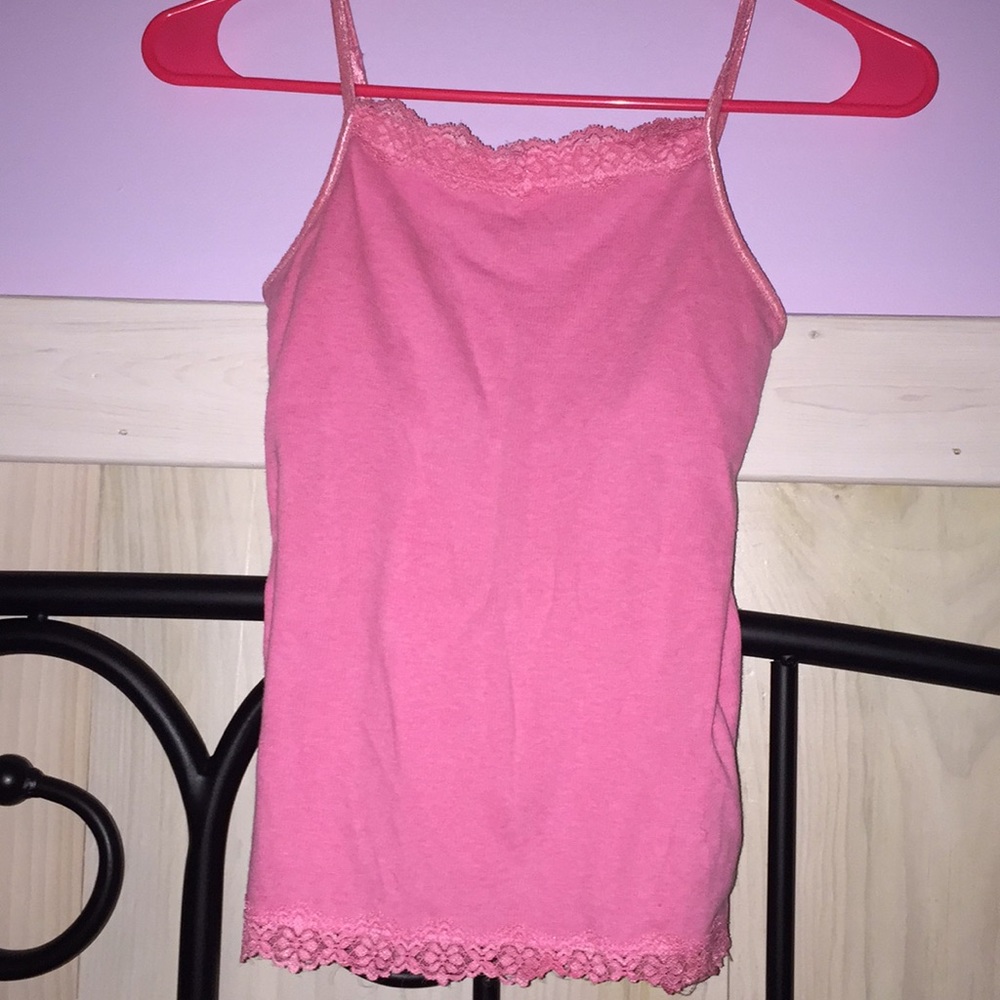 Pink cami with lace